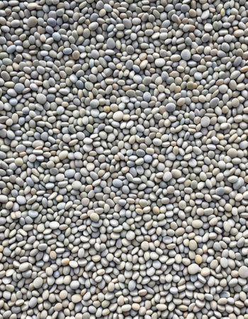 Overhead view of smooth gray pebbles forming a seamless surfaceの素材