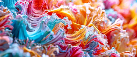 Abstract colorful wave patterns in vibrant swirling textureの素材