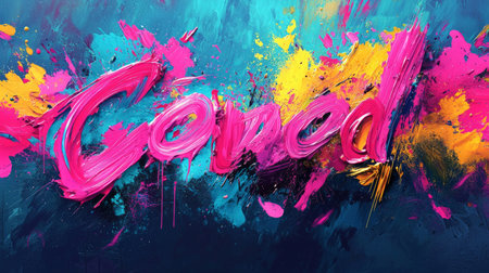 Vibrant abstract graffiti with bold "Good" typography on colorful backgroundの素材