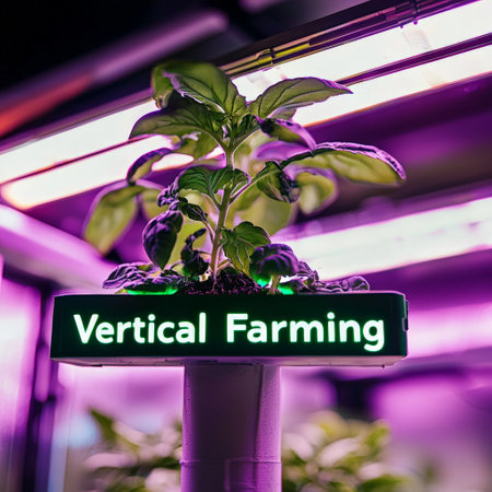 Plant growing in vertical farming system with LED lightingの素材