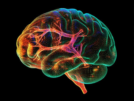 Futuristic neural network visualization of the human brainの素材