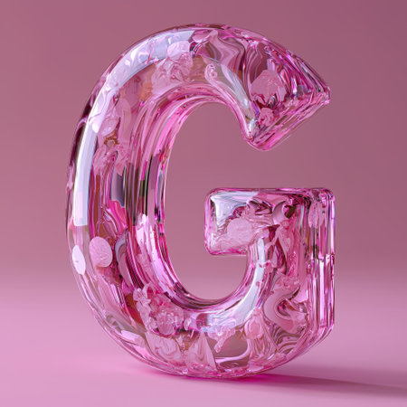 Pink Glass Floral Textured Letter "G" in 3D Styleの素材