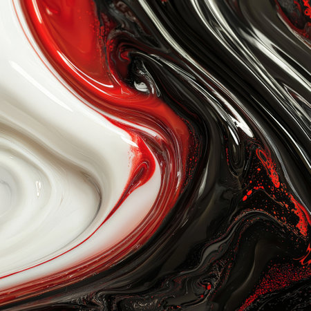 Abstract swirl in red, black, and white tonesの素材
