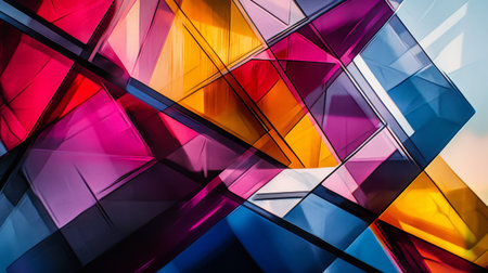 Vibrant geometric abstract with intersecting translucent shapesの素材