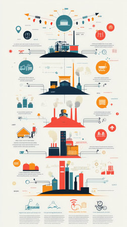 Infographic of industrial processes and data visualizationの素材