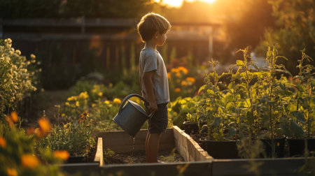 Woman in a golden dress with floral crown and birds in a vintage settingの素材