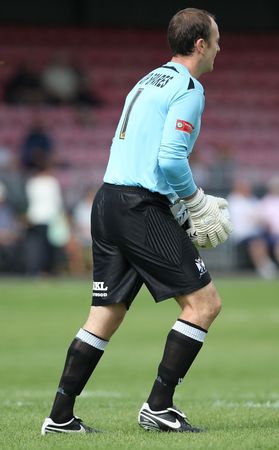 Anthony Williams of Neath FC is seen in action  during their Welsh Premier League match against Bala Town at The Gnoll Stadium, Neath, September 13, 2009. Neath won 2-1.のeditorial素材