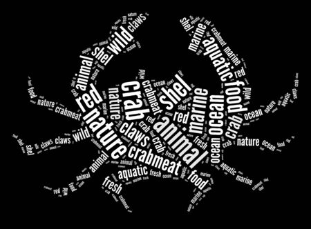 Crab info-text graphics arrangement and words cloud concept