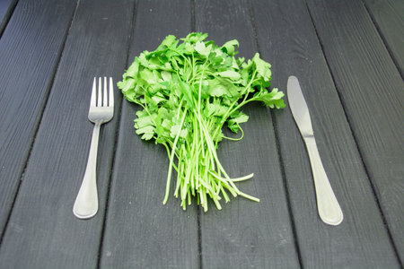 Beautiful juicy fresh fragrant bunch of delicious parsley
