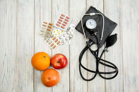 Tonometer for measuring pressure to a patient on a light backgroundの写真素材