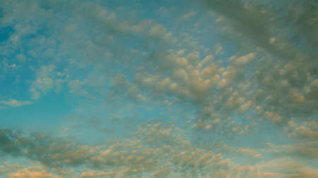 Beautiful aerial sky with big cute romantic blue clouds