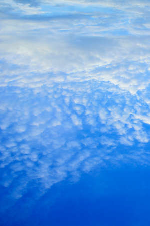 Beautiful aerial sky with big cute romantic blue clouds