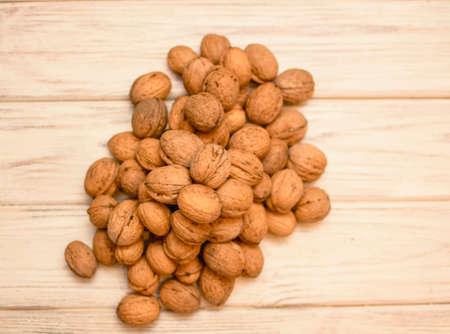 Delicious juicy ripe walnuts close upの写真素材