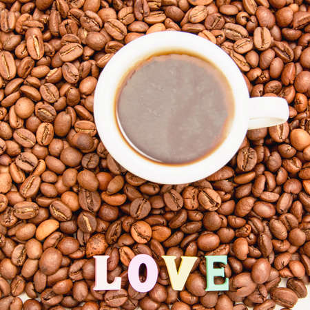 Background of delicious coffee beans close upの写真素材