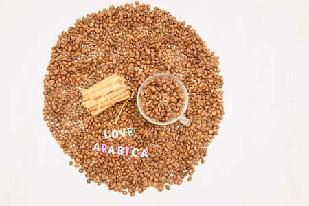 Background of delicious coffee beans close upの写真素材