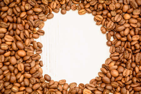Background of delicious coffee beans close up