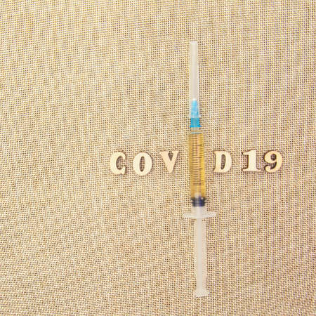 Medical vaccine against coronavirus close up