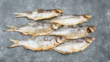 Dried fresh delicious river fishの写真素材