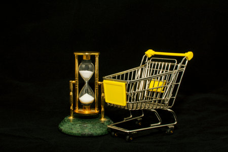 A beautiful hourglass in turquoise marble in a beautiful photo studioの写真素材
