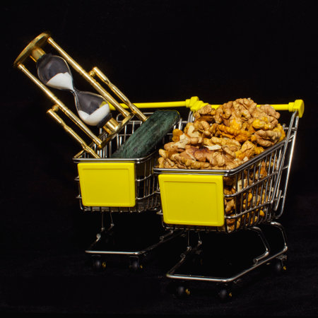 Large fresh walnuts close-up in a photo studio