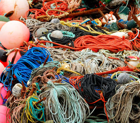 Colorful Fishing Nets in a Village of Peggy's Cove, Halifaxの写真素材