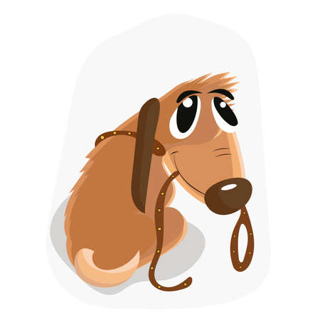 Cartoon of puppy carrying a leash - Vectorのイラスト素材