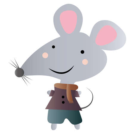 Mouse cartoon with winter clothes - Vector illustrationのイラスト素材