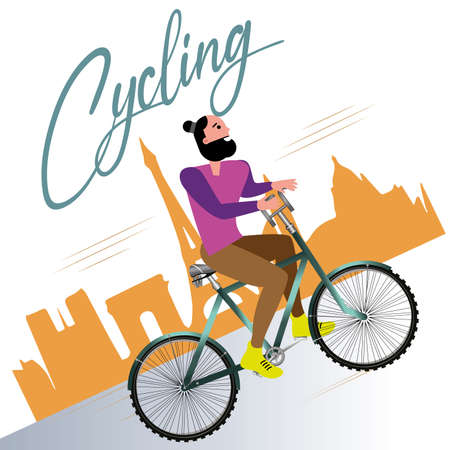 Cartoon of a man riding bicycle - Vectorのイラスト素材