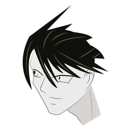 Face man anime. Japanese young man cartoon - Vectorのイラスト素材