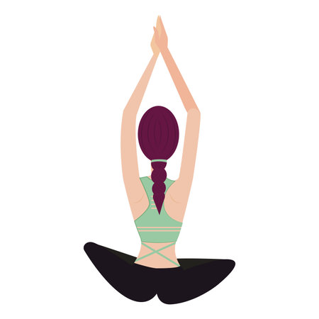 Isolated girl doing yoga exercises - Vector illustrationのイラスト素材
