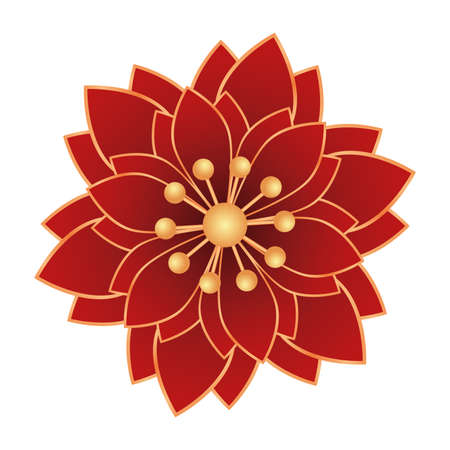 Isolated red flower. Vintage flower icon - VEctorのイラスト素材