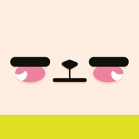 Expressionless facial expression cartoon kawaii - Vector illustrationのイラスト素材