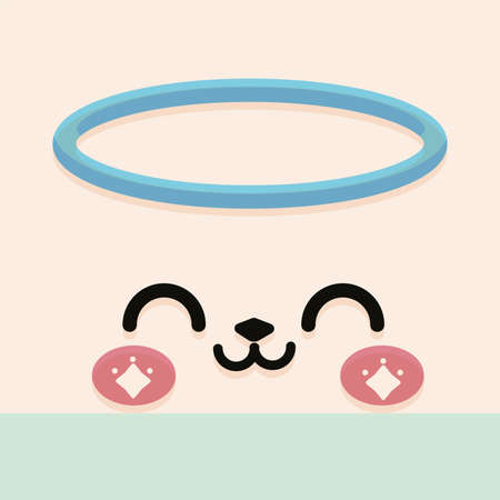 Happy angel facial expression cartoon kawaii - Vector illustrationのイラスト素材