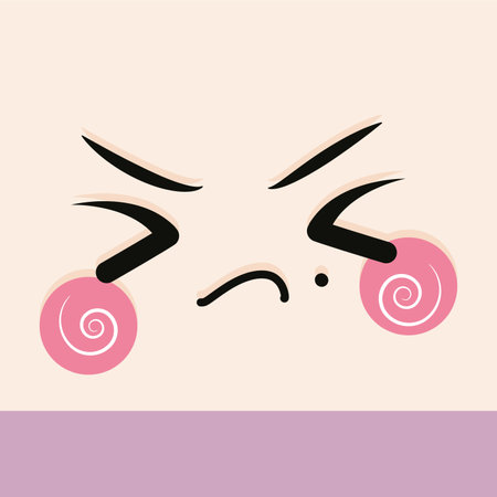 Angry facial expression cartoon kawaii - Vector illustrationのイラスト素材
