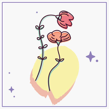 Isolated sketch of a colored flowerのイラスト素材