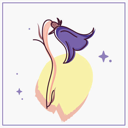 Isolated sketch of a colored flowerのイラスト素材