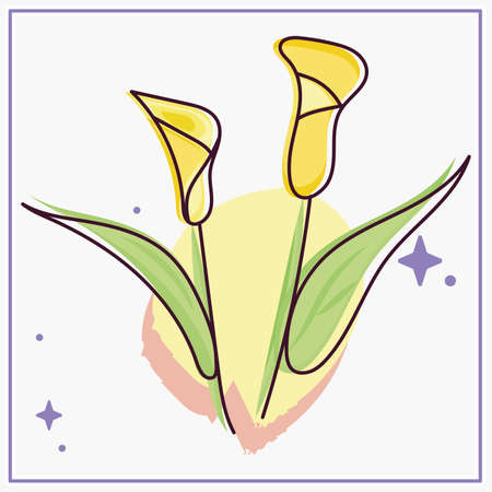 Isolated sketch of a colored flowerのイラスト素材