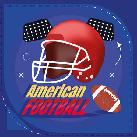 American football poster with a helmet and ballのイラスト素材