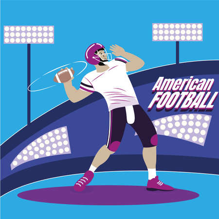 Football player throwing a ball American footballのイラスト素材