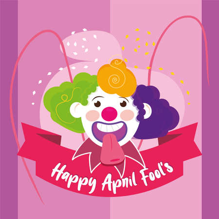 April fools poster with a funny clownのイラスト素材