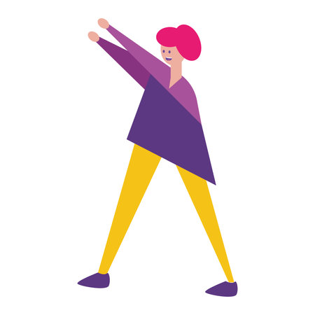 Isolated happy girl cartoon with both hands up Vectorのイラスト素材