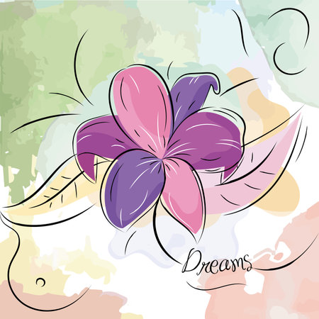 Isolated purple vintage flower Watercolor background Vectorのイラスト素材