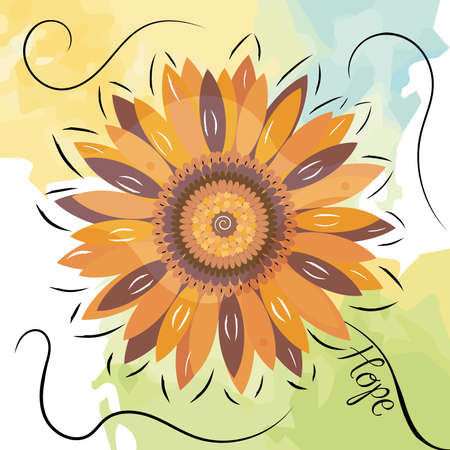Isolated yellow vintage flower Colored watercolor background Vectorのイラスト素材