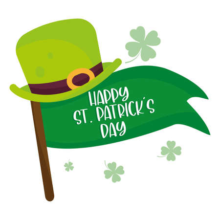 Flag with text and elvish hat Saint patrick day image Vectorのイラスト素材