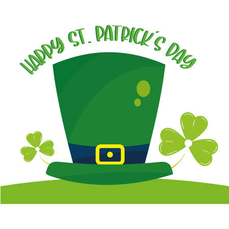 Green elvish hat with clovers Happy saint patrick day image Vectorのイラスト素材
