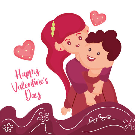 Isolated happy couple hugging each other Valentine day Vectorのイラスト素材