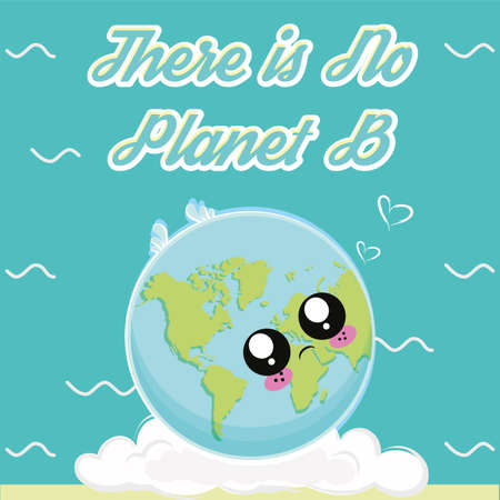 Earth day Cartoon of a sad planet earth on a cloud There is no plan b Vectorのイラスト素材