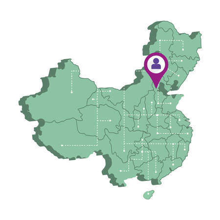 Isolated 3d render map of China with a map pin Vectorのイラスト素材