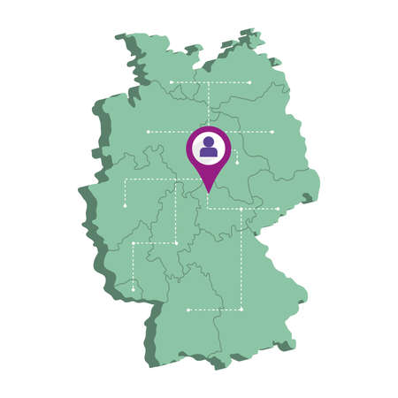 Isolated 3d render map of Germany with a map pin Vectorのイラスト素材