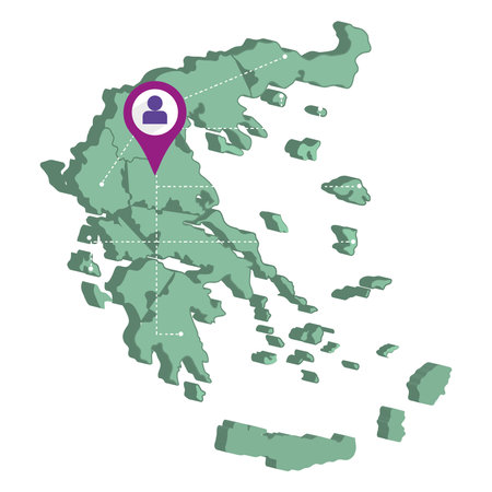 Isolated 3d render map of Greece with a map pin Vectorのイラスト素材